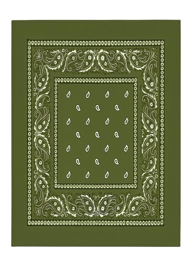 SUNRIBE Military Green Paisley Bandanas 3-Pack - 100% Cotton 21x21 Inch Classic Square Head Wrap, Face Cover, Neck Scarf, Wrist Wrap & Pocket Square | Unisex Accessories for Everyday & Outdoor Style - Image 1